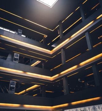 Levels of Information escalators inside building